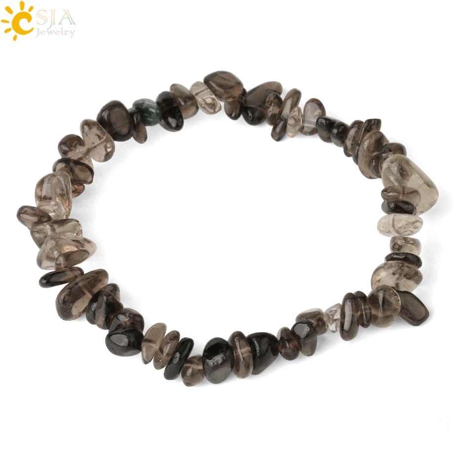 Natural Stone Bracelet Asymmetry Beads Crystal Quartz Gravel Stretch Bracelets Bangles for Women Girls