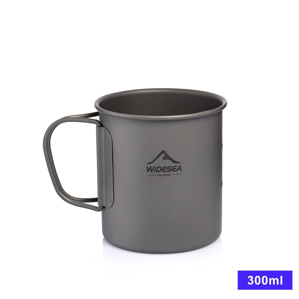 Widesea Camping Mug Titanium Cup Tourist Tableware Picnic Utensils Outdoor Kitchen Equipment Travel Cooking set Cookware Hiking