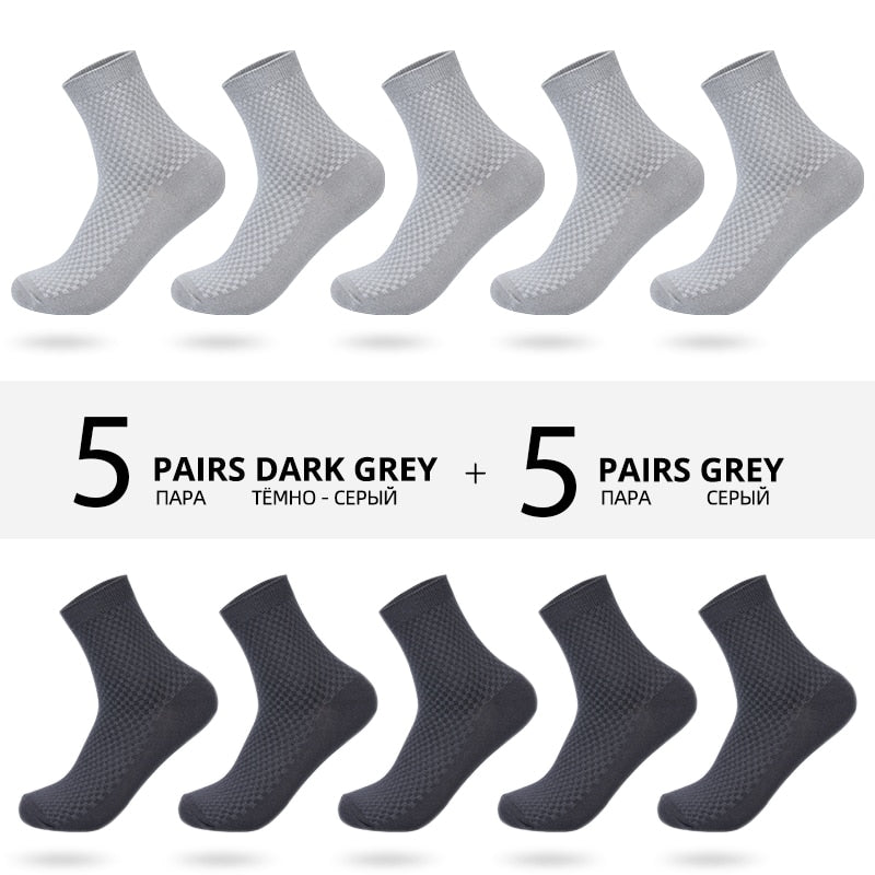 10 Pairs/Lot Men Bamboo Fiber Socks New Classic Business Long Socks Mens Dress Sock For Winter Gift Plus Size EUR39-45