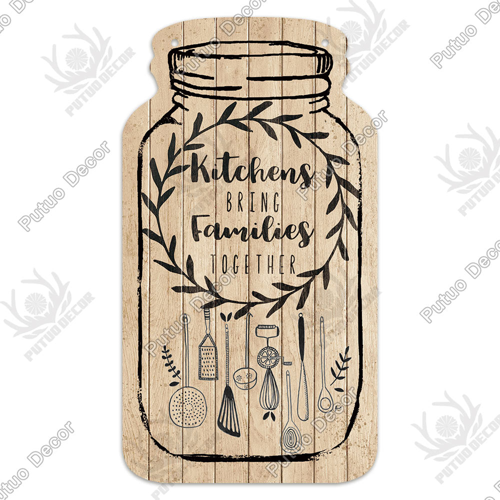 Decor Kitchen Sign Mason Jar Shape Wood Hanging Sign Irregular Plate for Rustic Home Decoration Kitchen Wall Decor GiftTag