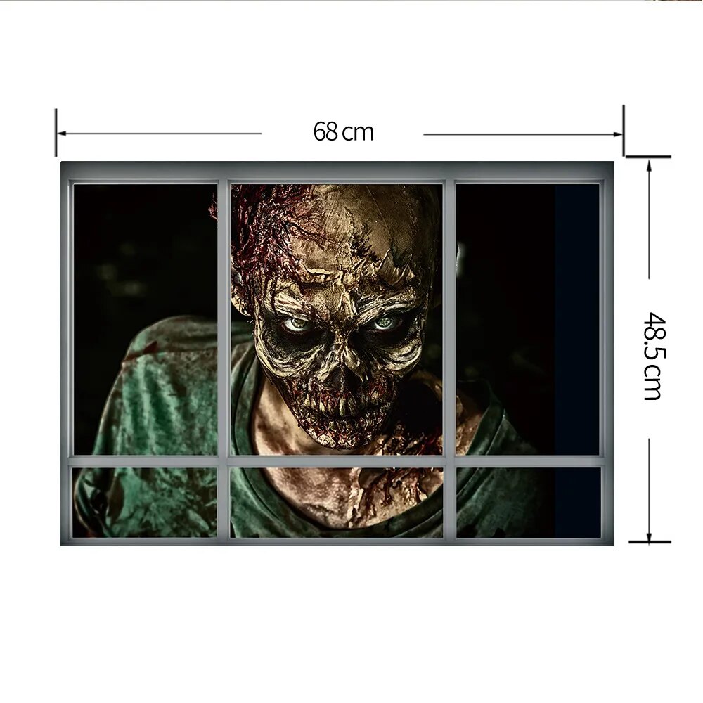 Halloween Zombie Wall Stickers Horror Poster Window View Big Size Sticker Halloween Gifts Room Decoration Wall Decals Kids Gifts