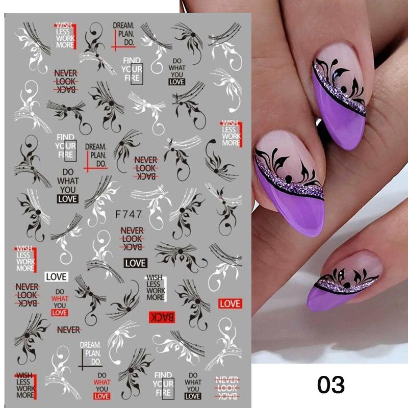 1PC Heart Love Design 3D Nail Sticker English Letter stickers Face Pattern Trasnfer Sliders Valentine's Day Nail Art Decoration