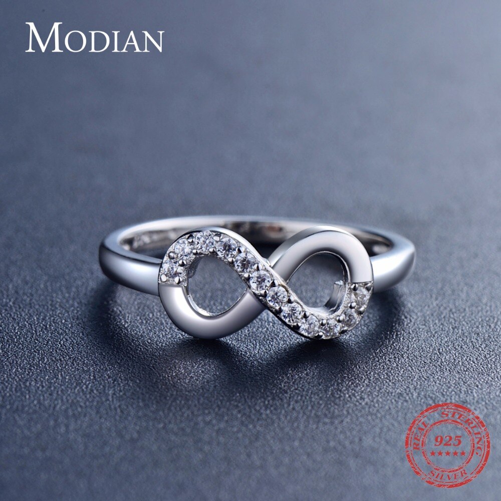 Fashion Mobius Design Jewelry 100% Solid 925 Sterling Silver Ring With Clear Cubic Zirconia Classic