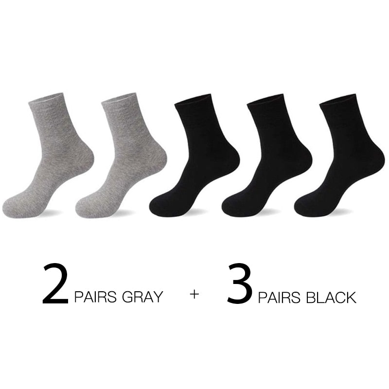 High Quality Casual Men's Business Socks Summer Winter Cotton Socks Quick Drying Black White Long Sock Plus Size