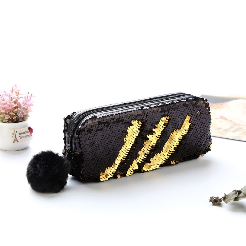 School Pencil Case Sequin Pencilcase for Girls Boys Penal Bag Kawaii Cartridge Pen Box Big Multi Cosmetic Pouch Stationery