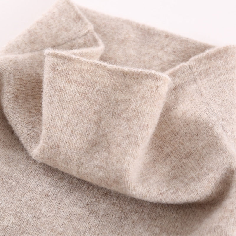 BELIARST 100% Pure Wool Autumn And Winter Sweater Women Pile Neck Pullover Slim Solid Color