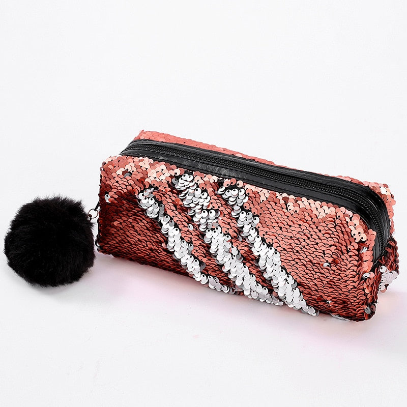 School Pencil Case Sequin Pencilcase for Girls Boys Penal Bag Kawaii Cartridge Pen Box Big Multi Cosmetic Pouch Stationery