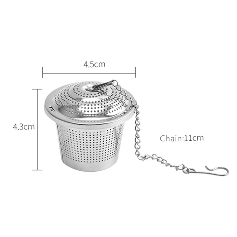 1PC Cylindrical Stainless Steel Tea Leaf Infuser Strainer Spice Herbal Teapot Reusable Mesh Filter Home Kitchen Accessories