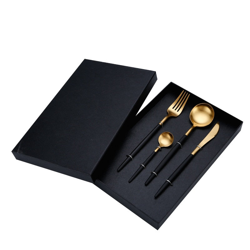 Dinner Set Cutlery Knives Forks Spoons Wester Kitchen Dinnerware Stainless Steel Home Party Tableware Set