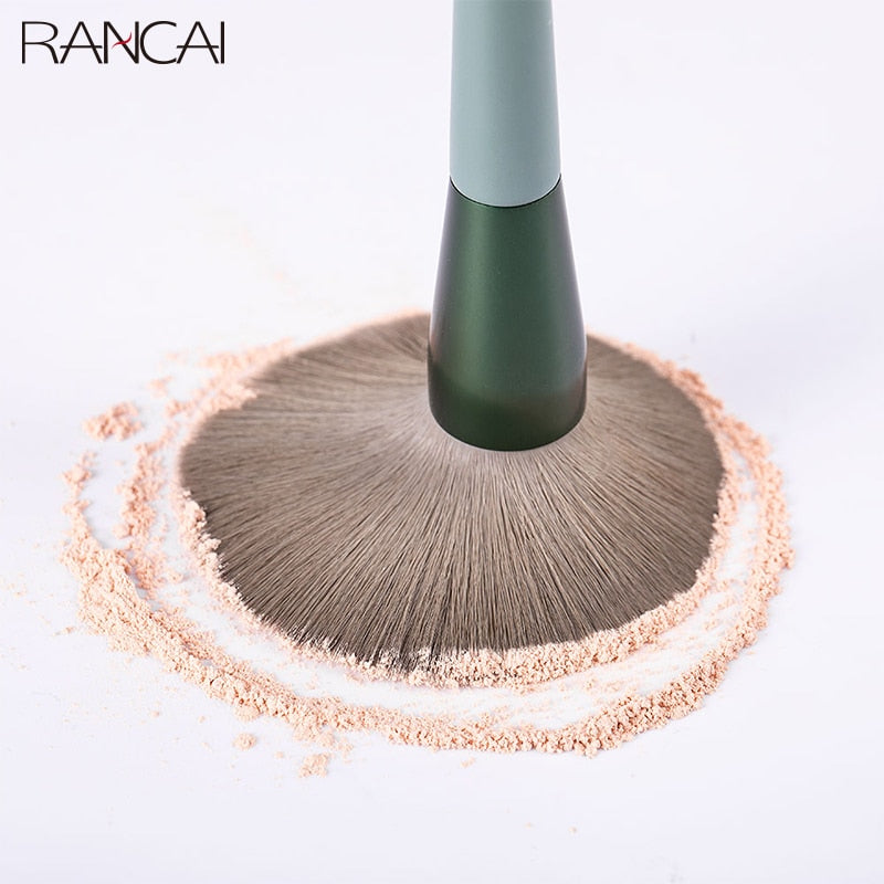 RANCAI 13pcs Cosmetics Makeup Brushes Set Large Loose Powder Foundation Highlight Contour EyeShadow Oblique Eyebrow Soft Hair