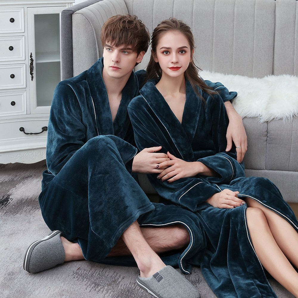 Winter Flannel Soft Kimono Gow Ultra Large Long Bathrobe Nightwear Thick Warm Women Sleepwear