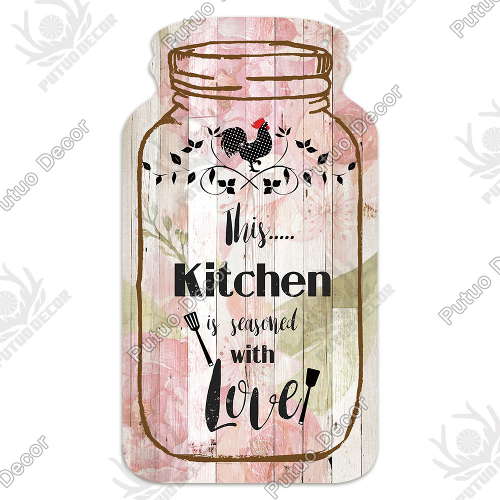 Decor Kitchen Sign Mason Jar Shape Wood Hanging Sign Irregular Plate for Rustic Home Decoration Kitchen Wall Decor GiftTag