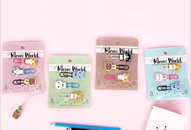 Sharkbang 8pcs 9pcs Kawaii Animal Cat Pineapple Owl Metal Paper Clip Decorative Bookmark Photo Cards Clips School Stationery