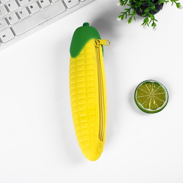 Fruit and vegetable silicone pencil case Cute pencil bag Student pen case Children storage bag big purse key bag School supplie