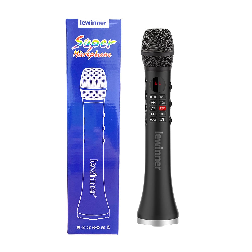 Lewinner L-699 Professional Karaoke Microphone Wireless Speaker Portable Bluetooth microphone for phone support record TF play