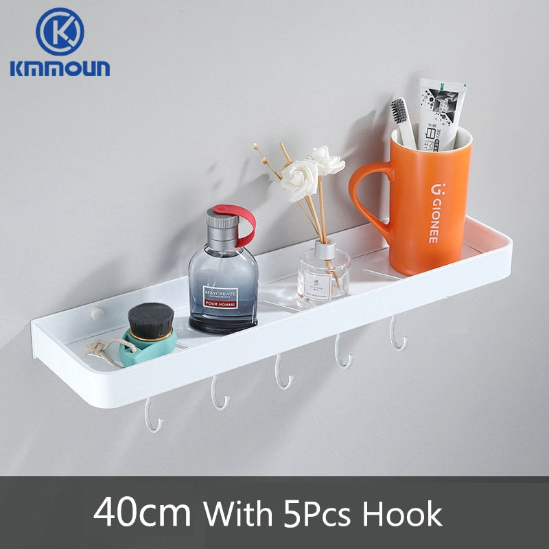 Black / White Bathroom Shelf Shampoo Holder Kitchen Storage Rack Bathroom Hardware Space Aluminum Shower Room Accessory