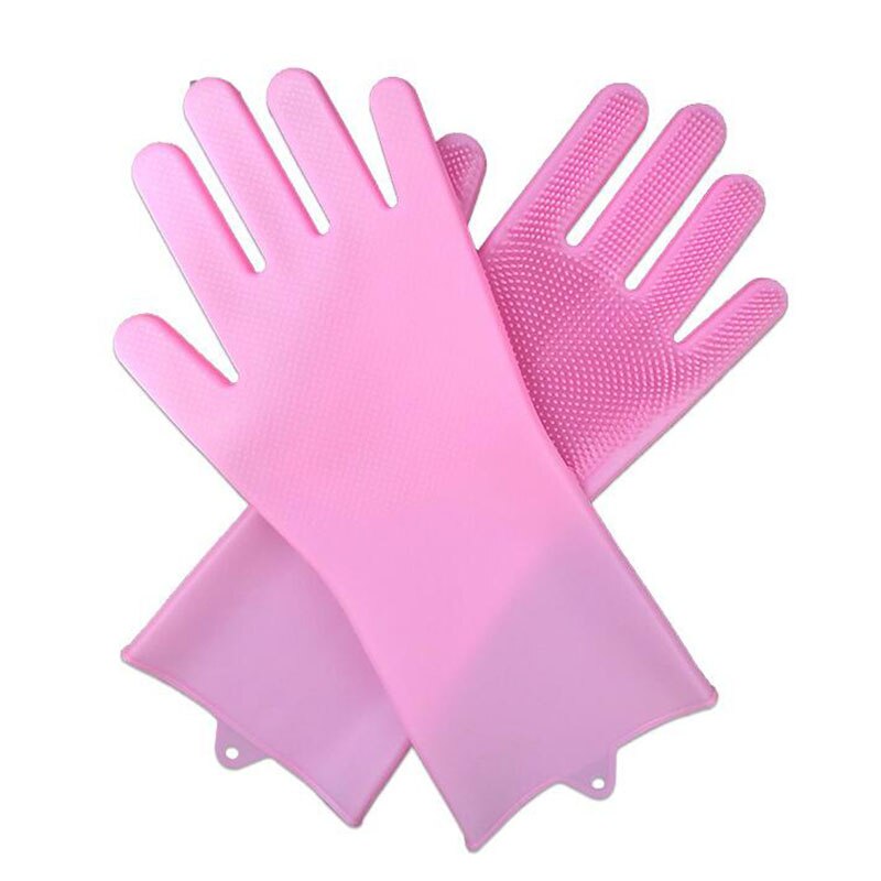 1 Pair Pet Silicone Cleaning Gloves Dog Cat Bath Cleaning Brush Gloves Scrubber Rubber Kitchen Clean Tool