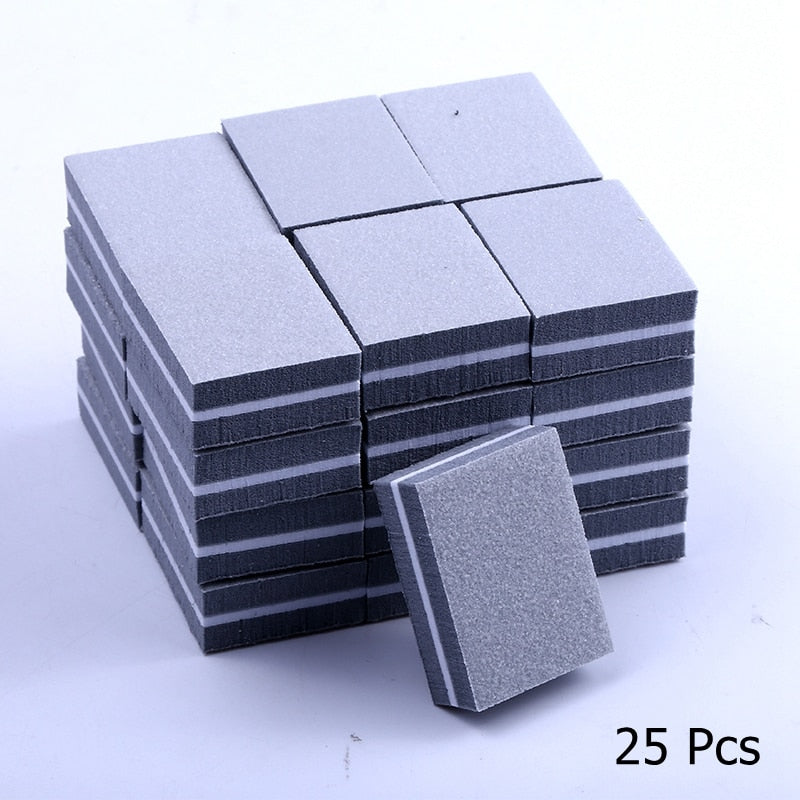 10/25/50pcs lot Double-sided Mini Nail File Blocks Colorful Sponge Nail Polish Sanding Buffer Strips Polishing Manicure Tools