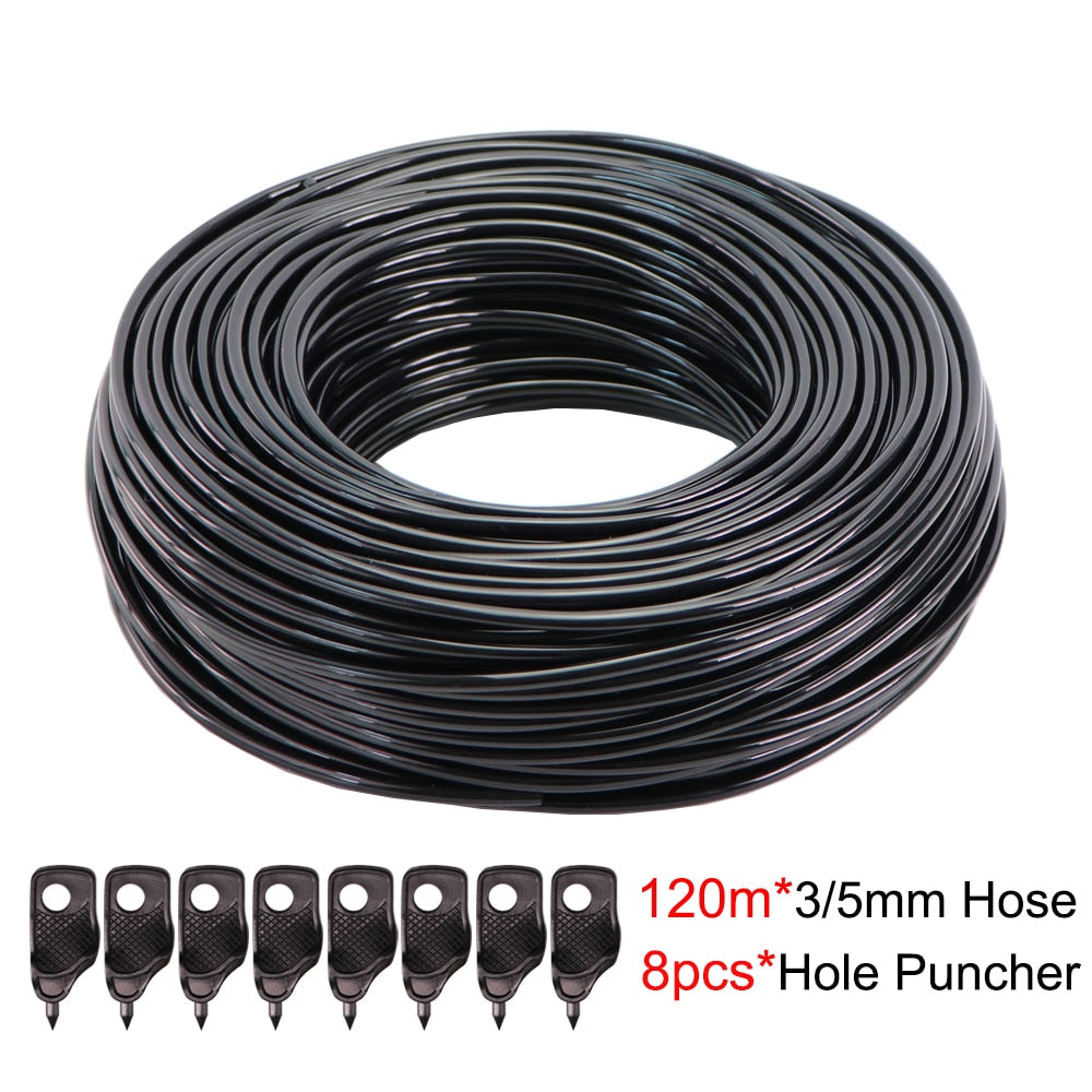 5-140m Garden Watering 3/5mm Hose Irrigation Pipe 1/8'' Tubing Greenhouse Bonsai Plant Flower Drip Arrow Dripper Sprinkler Tube