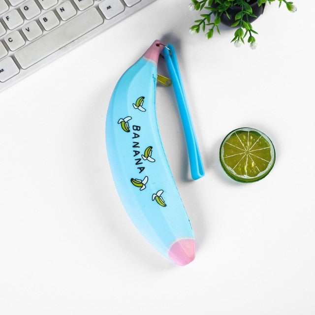 Fruit and vegetable silicone pencil case Cute pencil bag Student pen case Children storage bag big purse key bag School supplie