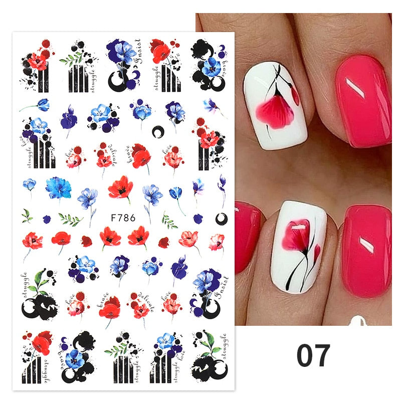 1PC Heart Love Design 3D Nail Sticker English Letter stickers Face Pattern Trasnfer Sliders Valentine's Day Nail Art Decoration