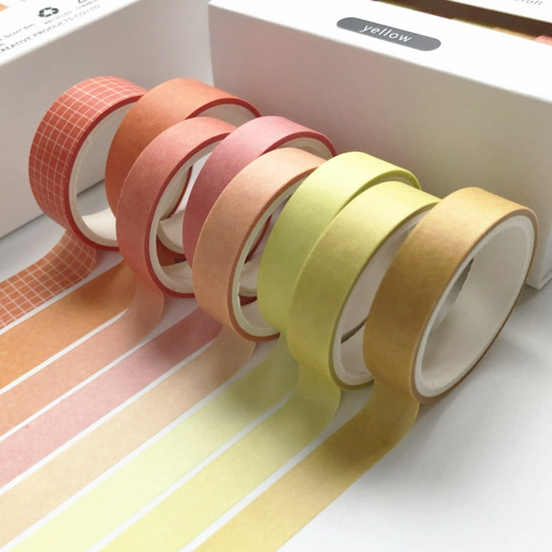 8pcs/set Retro Solid Color Basic Decoration Washi Tape Set DIY Scrapbook Cute Sticker Kawaii Masking Tape School Supplies