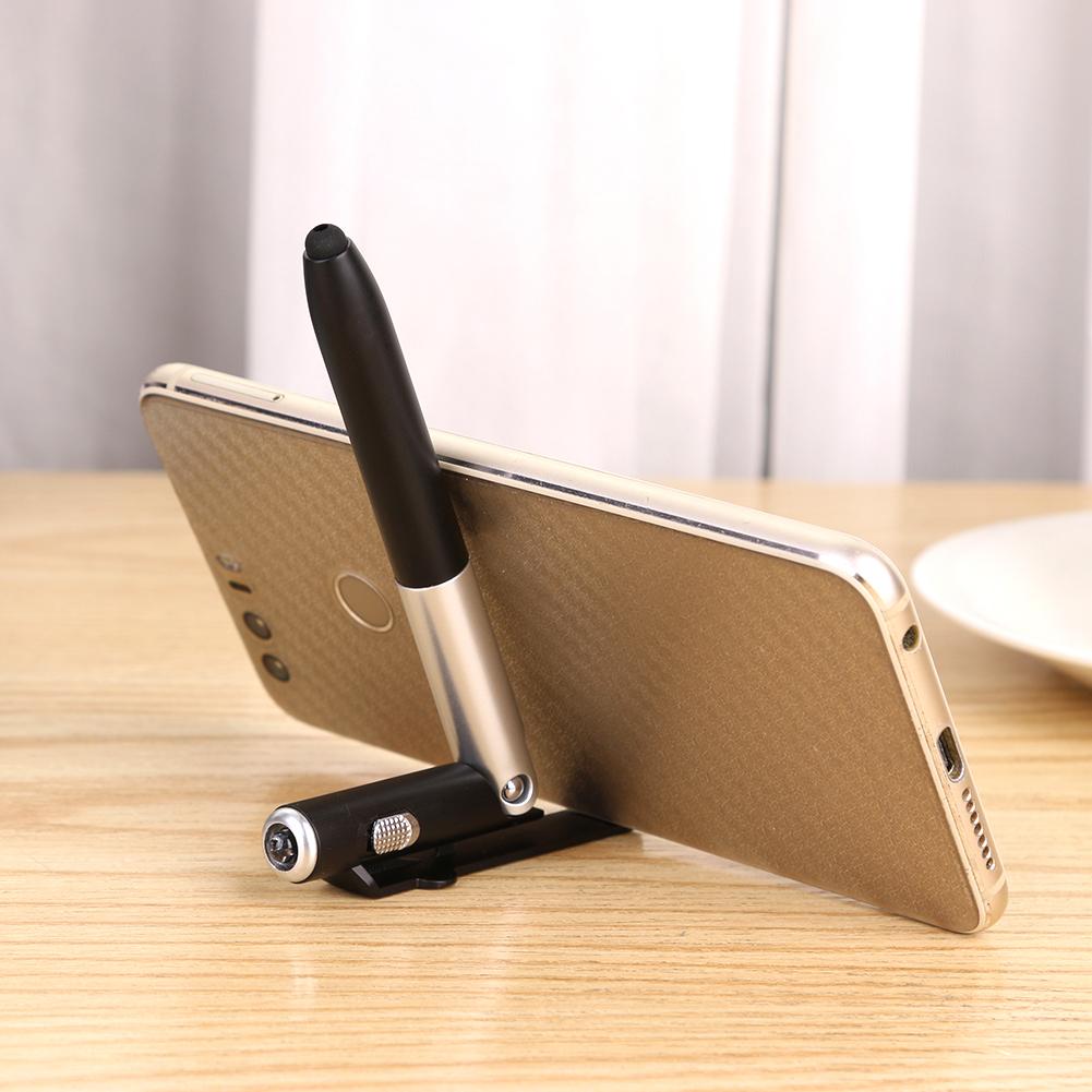 4 in 1 Multifunctional Folding Ballpoint Pen LED Light Mobile Phone Stand Holder Pen School Office Stationery Supplies