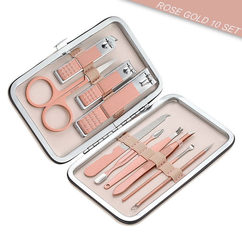 Newest Color 18 Tools Stainless Steel Manicure set Professional nail clipper Kit of Pedicure Paronychia Nippers Trimmer Cutters