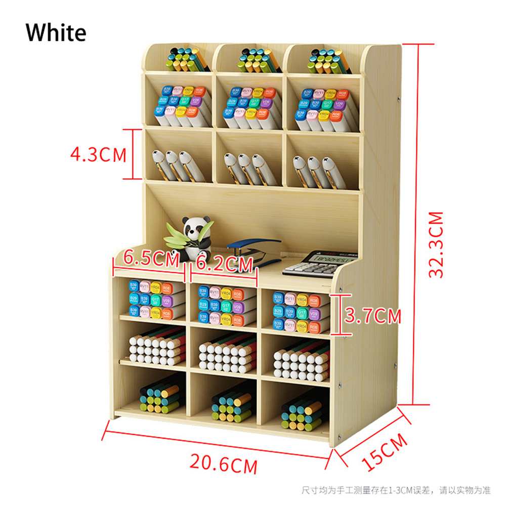 Creative Multi-function Wooden Desktop Pen Holder Office School Stationery Storage Stand Case Desk Pen Pencil Organizer