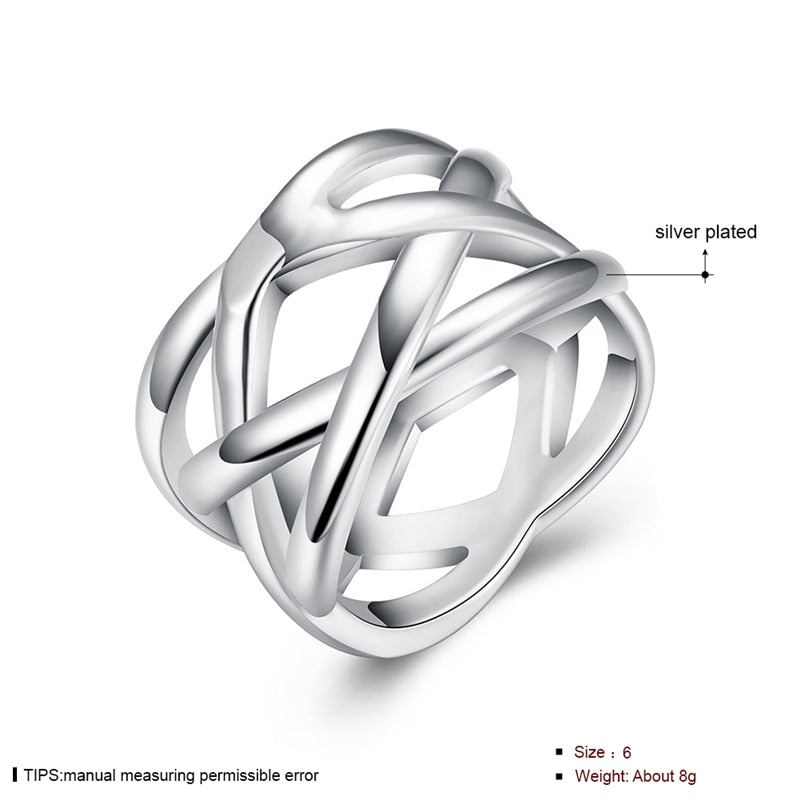 Sterling Silver Cross Intertwined Ring For Women Wedding Engagement Party Fashion Charm Jewelry