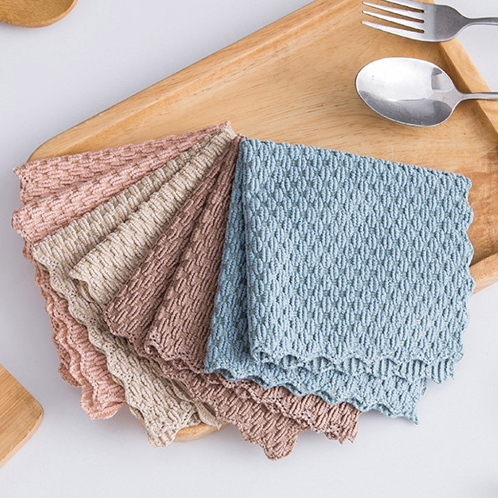 1PC/5PCS Anti-grease Wiping Rags Kitchen Super Absorbent Microfiber Cleaning Cloth Home Washing Dish Kitchen Cleaning Towel