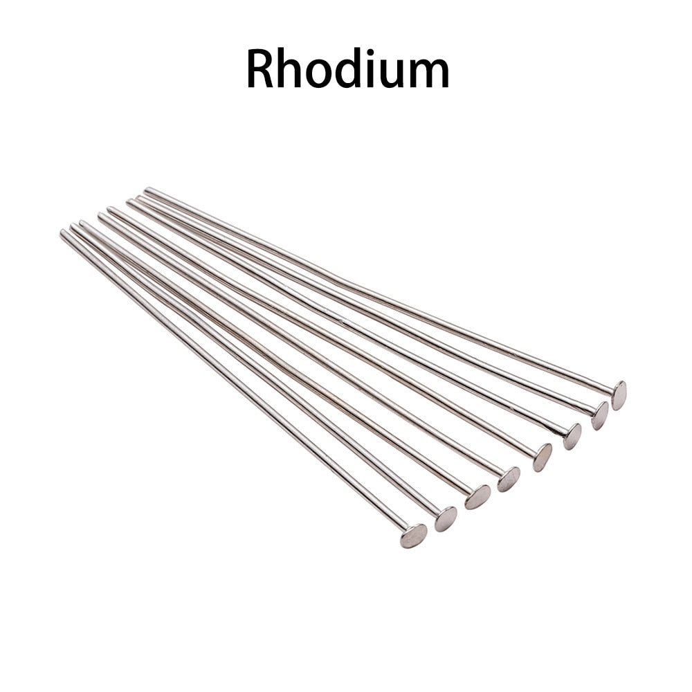 100-200pcs/bag 20 25 30 40 50 60 70 mm Flat Head Pins Gold/Copper/Rhodium Headpins For Jewelry Findings Making DIY Supplies