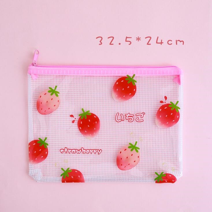 Sharkbang New Arrival A4 A5 Cherry Strawberry Bear Waterproof File Folder Document Paper Organizer Storage Bag School Stationery