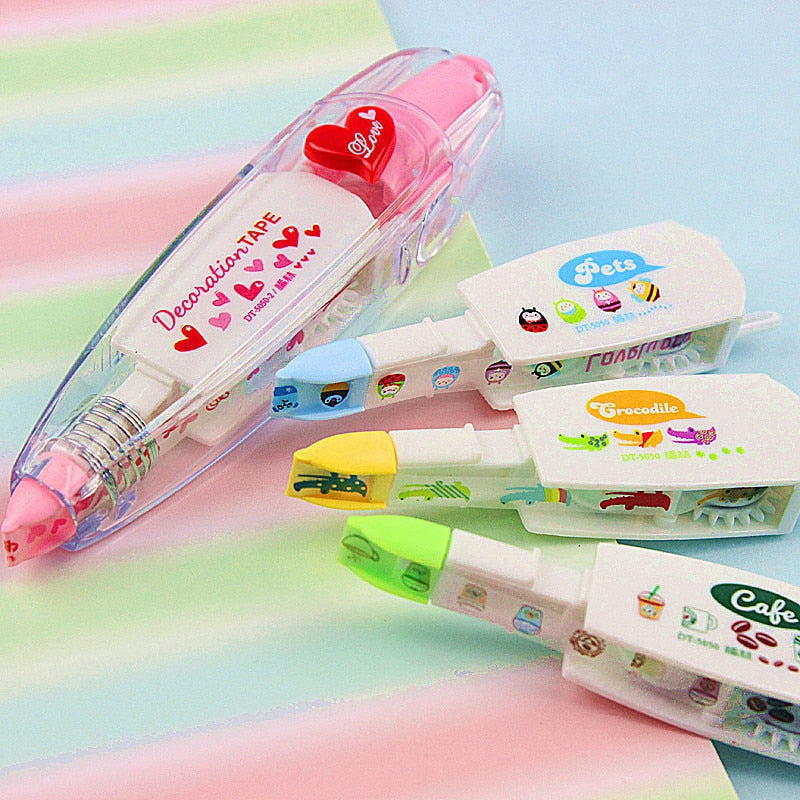 4pcs Correction Tapes Refill set Lovely Decoration Click Corrective Tape Stationery Office Correcting School Supplies