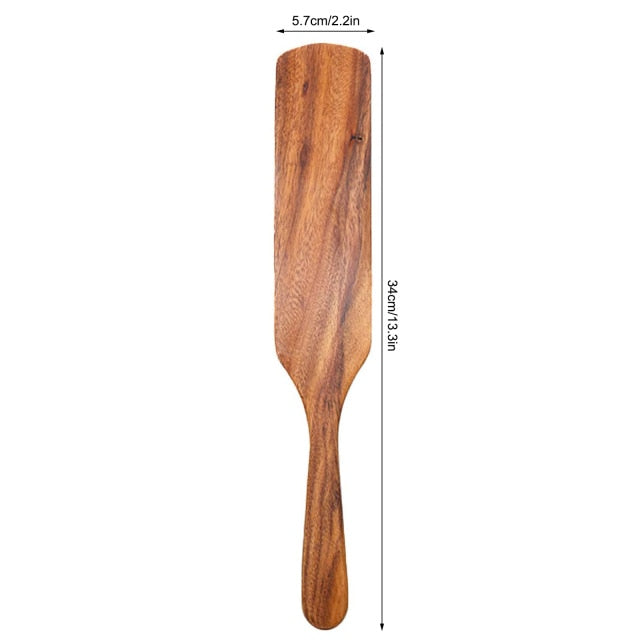 Wooden Kitchen Utensil Set, Acacia Spurtle Kitchen Sets Non-Stick Wooden Cooking Utensils Spatula Slotted Spurtle Spatula Sets