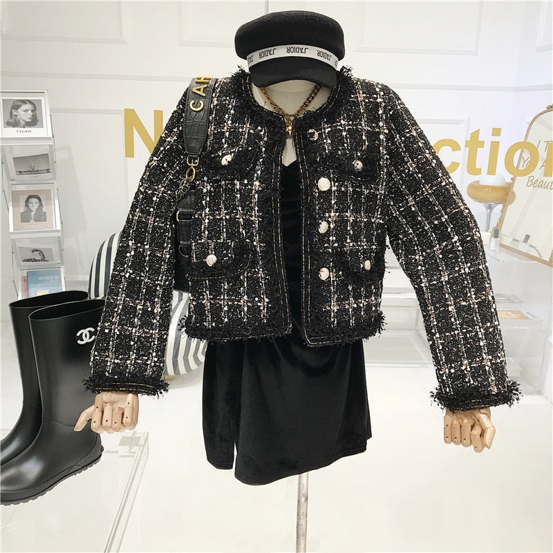 High-quality Temperament Ladies style tweed women short Jacket Women autumn  elegant jacket Female Fashion Jacket Woman Top