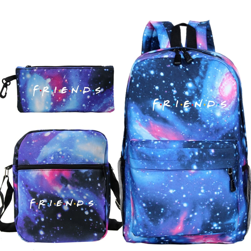 3 Pcs Set Friends Backpack Prints Knapsack for Teenagers Girls Boys Travel Bagpack Children School Bags