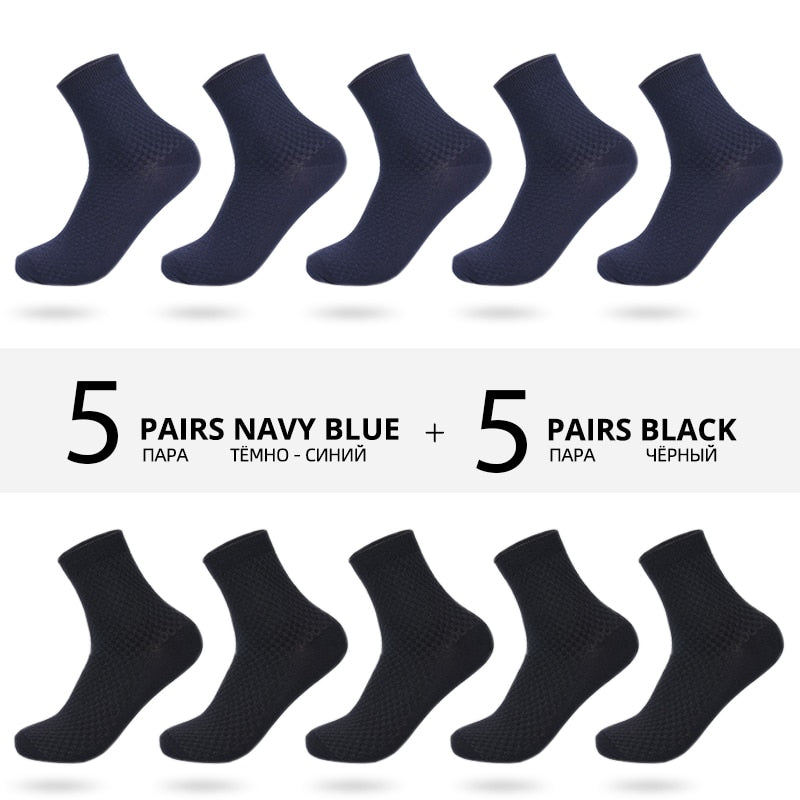 10 Pairs/Lot Men Bamboo Fiber Socks New Classic Business Long Socks Mens Dress Sock For Winter Gift Plus Size EUR39-45