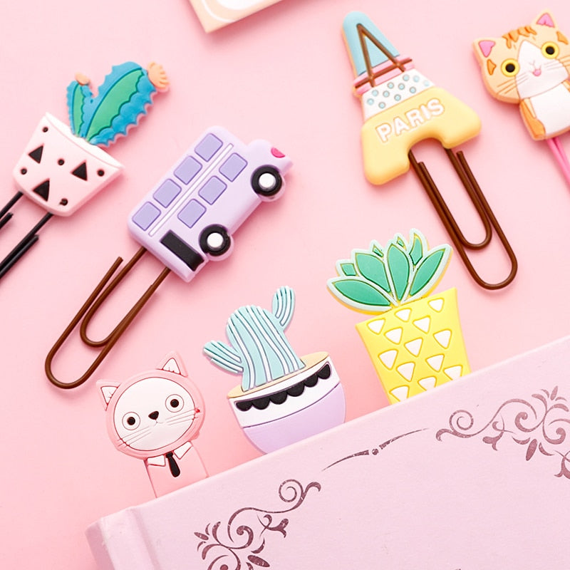 Sharkbang 8pcs 9pcs Kawaii Animal Cat Pineapple Owl Metal Paper Clip Decorative Bookmark Photo Cards Clips School Stationery