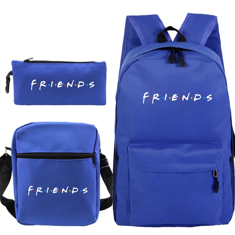 3 Pcs Set Friends Backpack Prints Knapsack for Teenagers Girls Boys Travel Bagpack Children School Bags