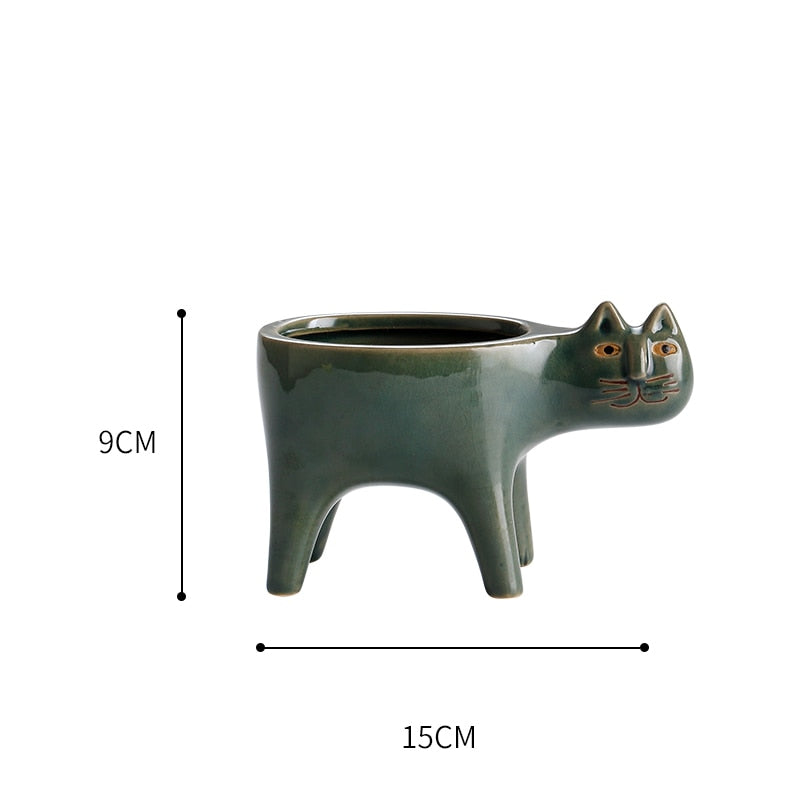 Cartoons Cat Flowerpot Animal Ceramic Flowerpot Cute Vase Cactus Succulent Plants Potted  Flower Arrangement Home Decoration