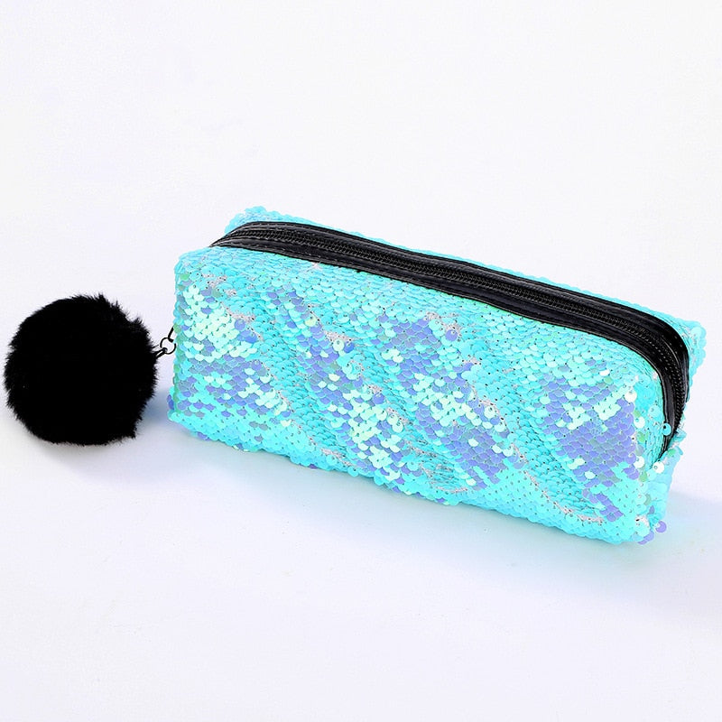 School Pencil Case Sequin Pencilcase for Girls Boys Penal Bag Kawaii Cartridge Pen Box Big Multi Cosmetic Pouch Stationery