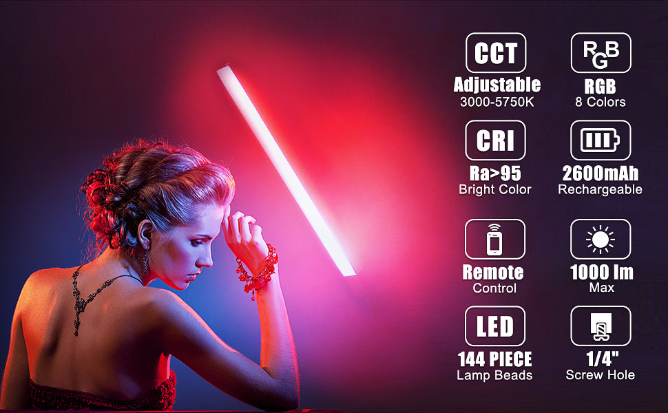 LUXCEO Q508A LED Lightsabers RGB Video Light Remote Control 3000K-6000K 36Color Studio Photo Lighting For Youtube TikTok Vlog