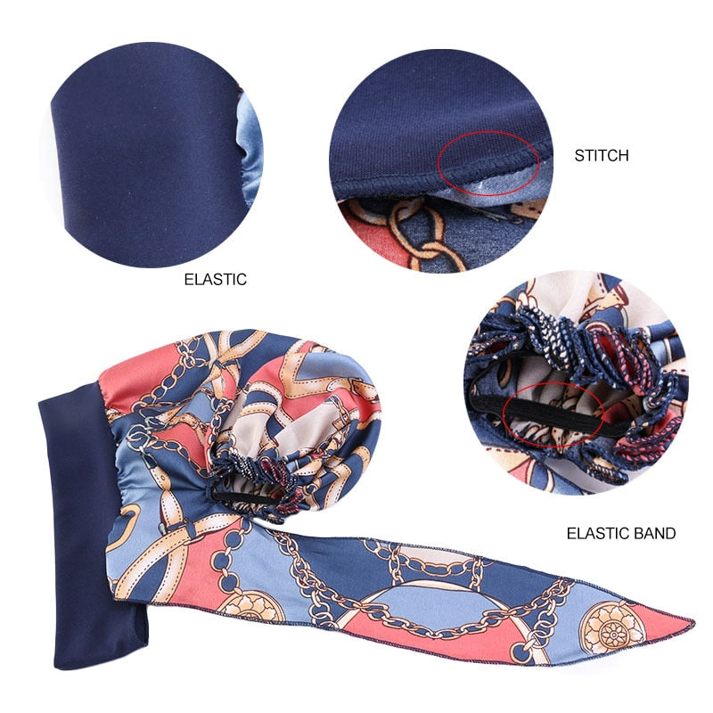 Printed flowers women inner hijabs cap muslim head scarf turban bonnet ready to wear ladies wrap under hijab caps