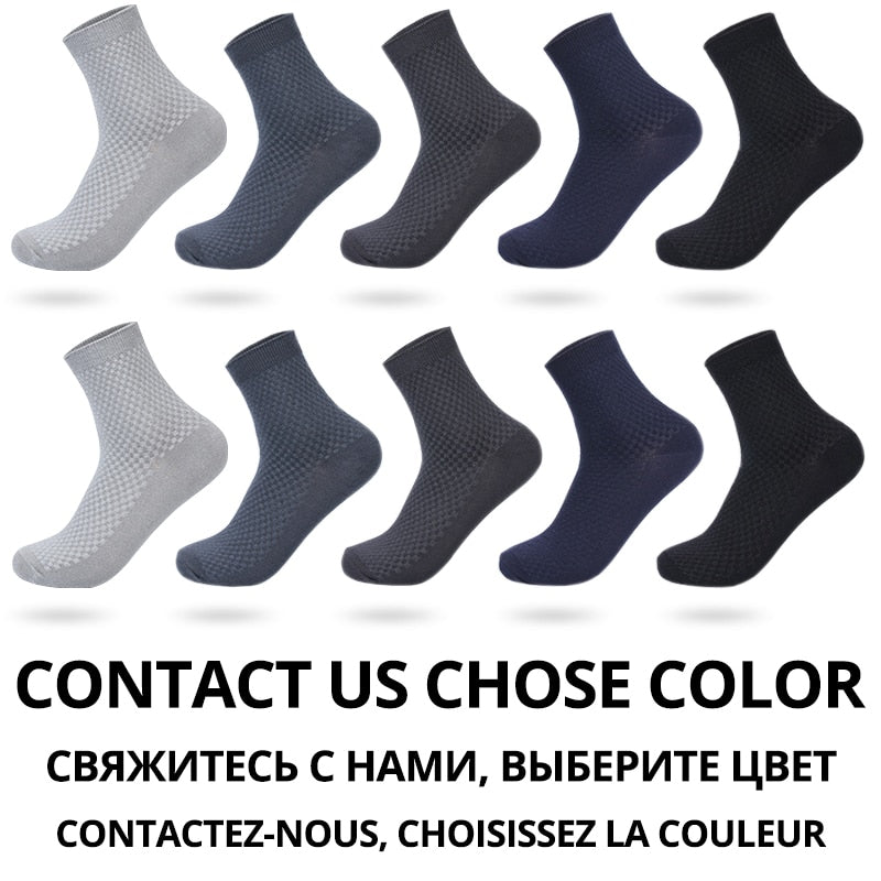 10 Pairs/Lot Men Bamboo Fiber Socks New Classic Business Long Socks Mens Dress Sock For Winter Gift Plus Size EUR39-45