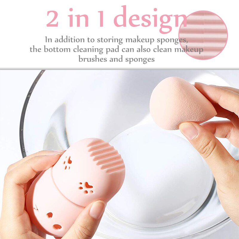 1Pcs Kitten Silicone Powder Puff Drying Holder Egg Stand Beauty Pad Makeup Sponge Display Rack Cosmetic Blender Case Puff Holder