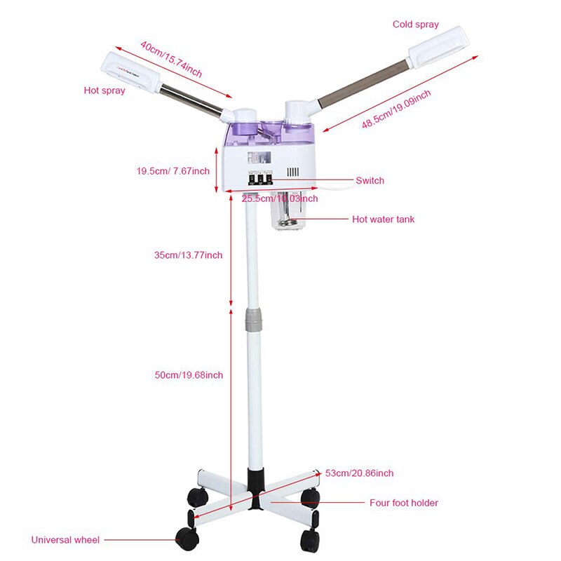 Hot and Cold Sprayer Machine Facial Steamer Home Spa Ozone Steaming Ion Face Vaporizer Skin Care Facial Pedestal Vaporizer