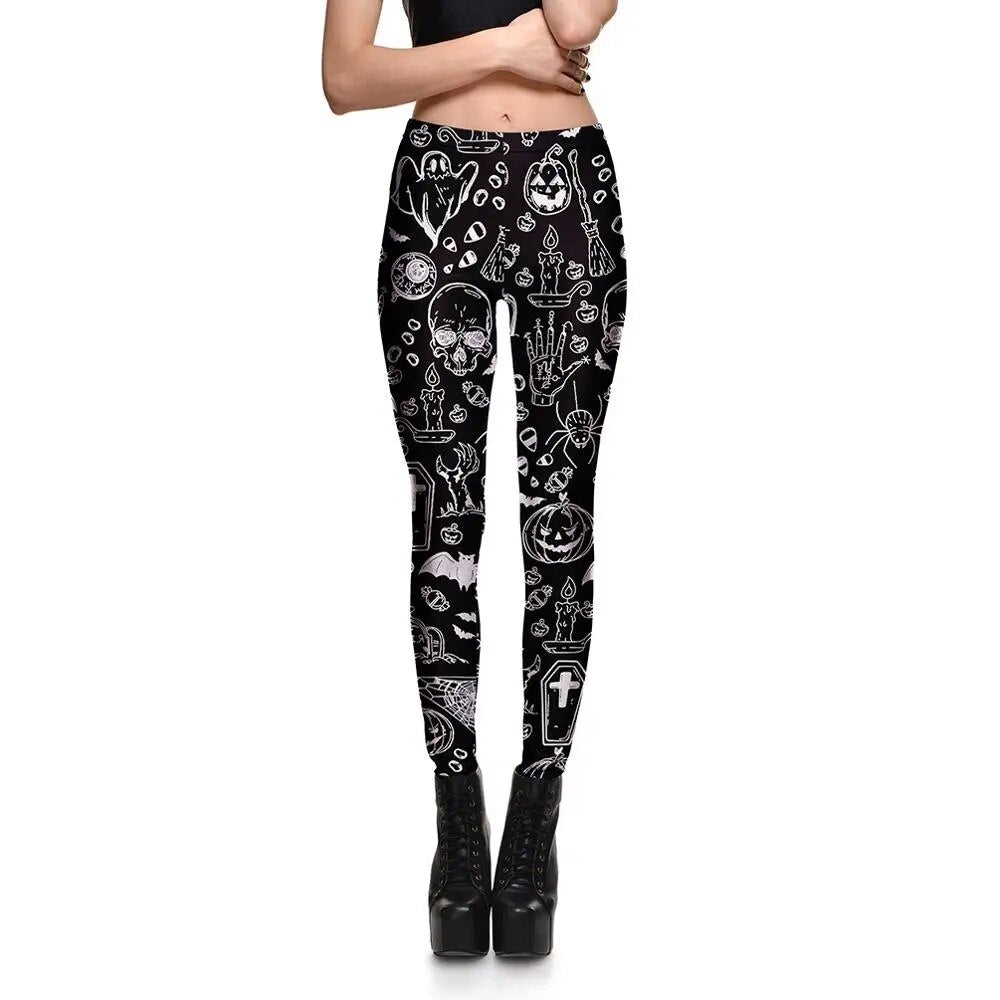 Leggings Hallowee Women's Legging Ghost Skull Pumpkin Palm Styles Digital Print Trousers Leggings