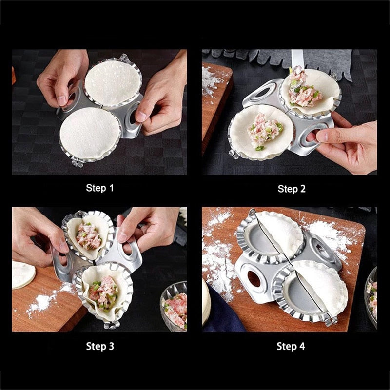 Stainless Steel Dumpling Maker Manual Ravioli Gyoza Mold Press Pierogi Mould Dough Cutter Cooking Kitchen Pastry Tool