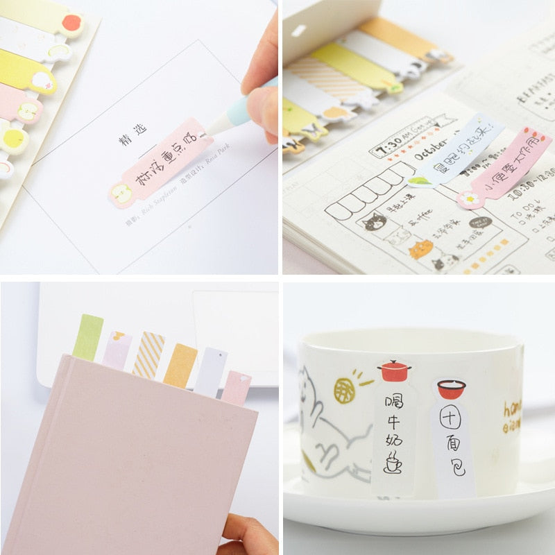 4pcs Kawaii Cat Memo Pad Cartoon Animal Family Kitties Design Stick Marker Post Stickers Planner Office School Supplies A6881